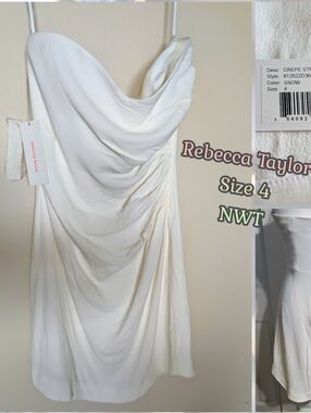 Rebecca Taylor, Strapless, Ruched, Crepe/Silk Blend Mini Dress, Size 4, NWT